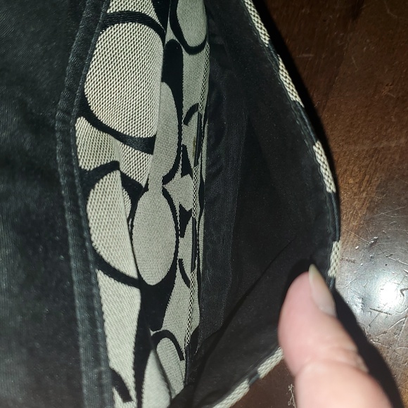 Coach Signature Black and Gray Women's Crossbody Bag. 12" Wide X 10" Tall. - Picture 4 of 13